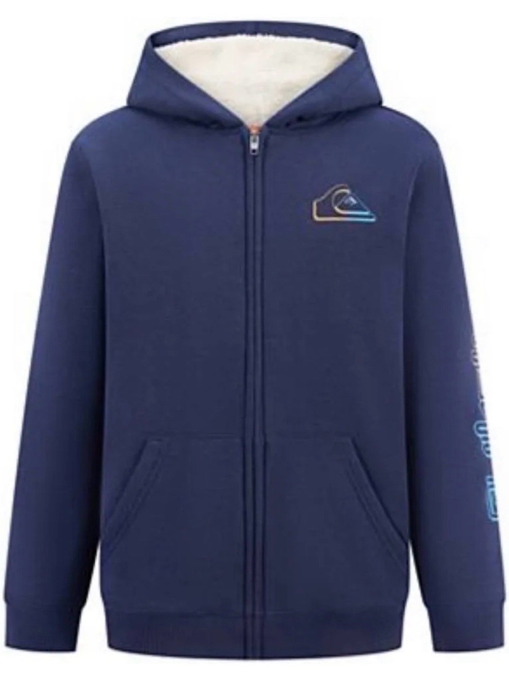 Quiksilver Kids Navy Full-Zip Hoodie with Sherpa Hood Lining